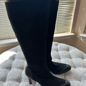 Ann Taylor Loft Women's Black Suede Brogue Style Heel Boots